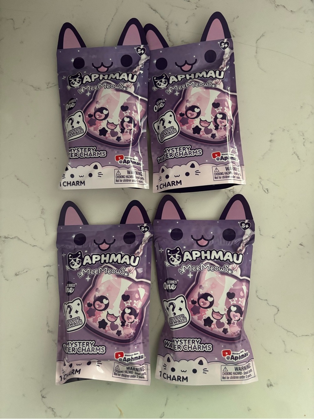 Bundle of 4 Aphmau MeeMeows Mystery Water Charms - Purple Pack